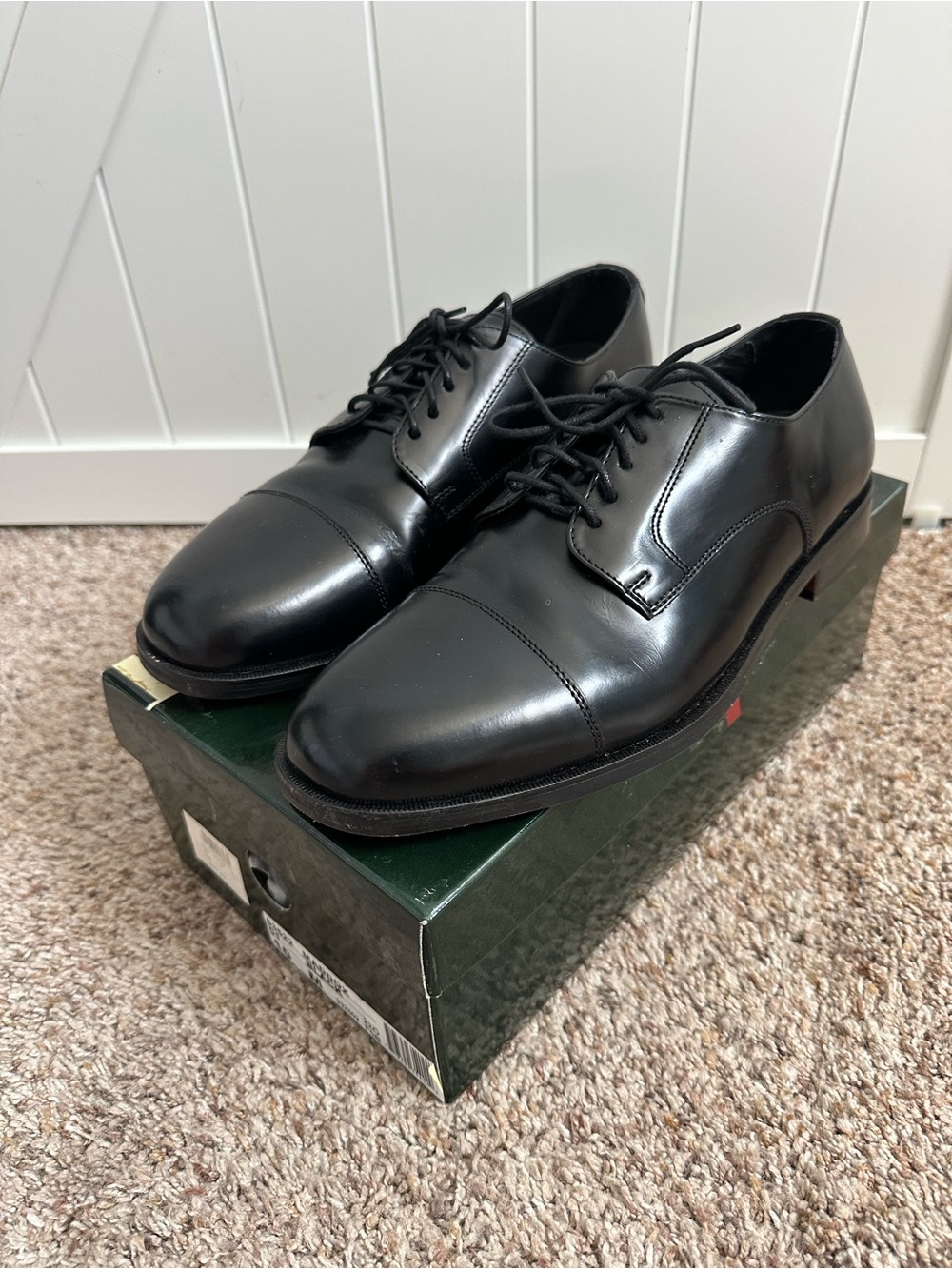 Nunn Bush Maddox Dress Flex Men’s Size 10 M Black Leather Cap Toe Oxfords